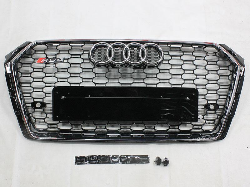 Решітка радіатора Audi A4 B9 стиль RS4 (хром окантовка з написом Quattro)
