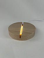Кругла дерев'яна підставка з теплою білою LED-підсвіткою