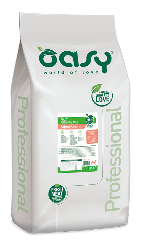 Сухий корм для собак середніх та великих порід Oasy One Animal Protein ADULT Medium and Large, лосось 18 кг