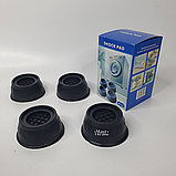 Підставки антивібраційні для пральної машини і сушарки 4 шт, протиковзні ніжки на присосках під техніку Чорні, SP-01, фото 2