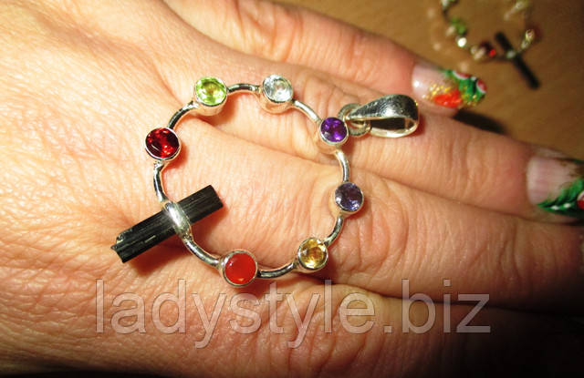 Серебряный кулон "Чакра" с зеленым турмалином от студии LadyStyle.Biz украшения подарки купить натуральный турмалин серебро кольцо