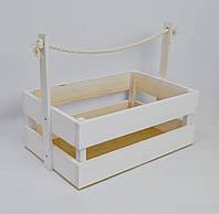 Ящик дерев'яний з ручкою білий 30*20*12см