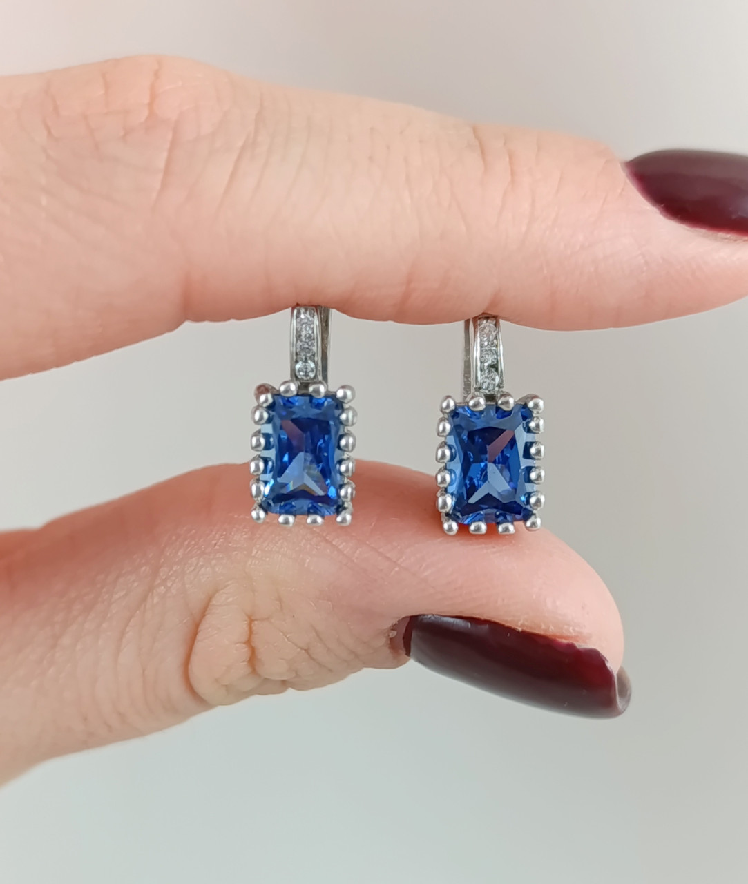 Срібні сережки з танзанітом С3790-тз, фото 1