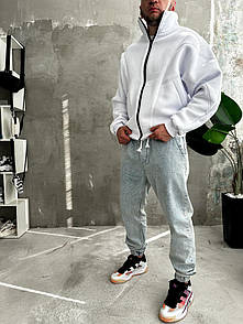 Бомбер чоловічий білий оверсайз весна-осінь без капюшона Bomber