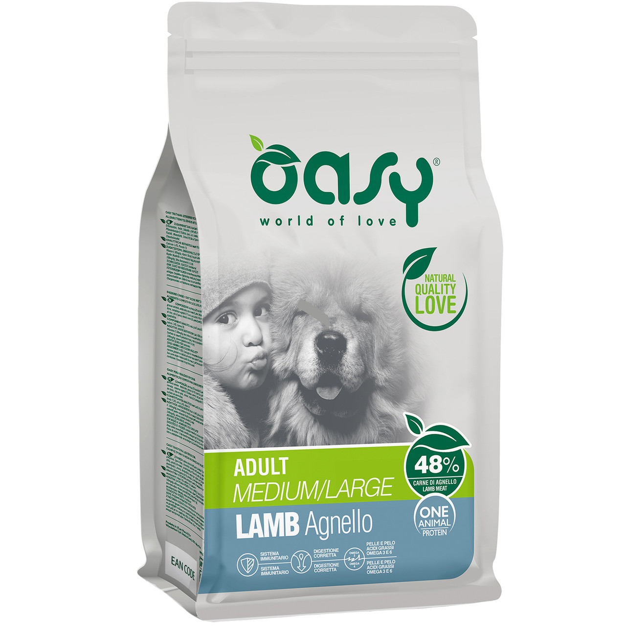 Сухий корм для собак середніх та великих порід Oasy One Animal Protein ADULT Medium and Large, ягня 2.5 кг
