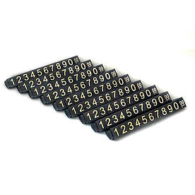 Пластикові цінники чорні великі набір, золоті цифри 10 х 15 мм, 100 шт.