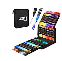 Набір двосторонніх маркерів на водній основі Dual Brush Pens 168 шт Набір маркерів-лінерів та маркерів-кистей