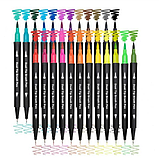 Набір двосторонніх маркерів на водній основі Dual Brush Pens 168 шт Набір маркерів-лінерів та маркерів-кистей, фото 3