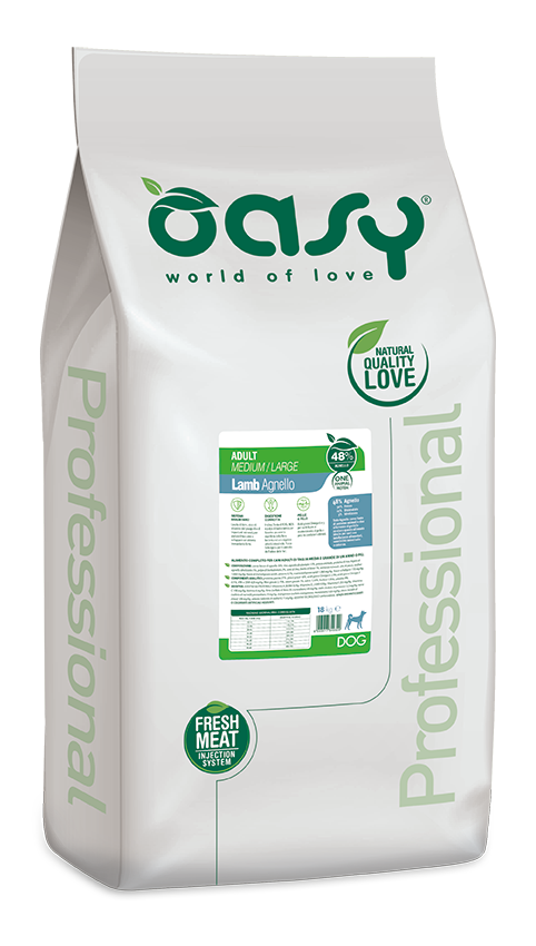 Сухий корм для собак середніх та великих порід Oasy One Animal Protein ADULT Medium and Large, ягня 18 кг