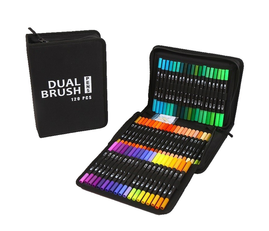 Набір двосторонніх маркерів на водній основі Dual Brush Pens 120 шт Набір маркерів-лінерів та маркерів-кистей