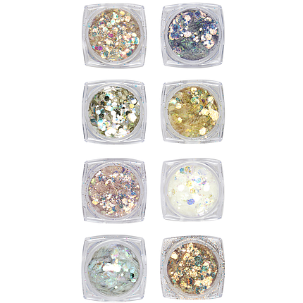 Брокат для декору нігтів перловий 8 шт., фото 1