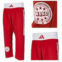 Брюки для кікбоксингу Adidas WAKO Full Contact штани червоні для боксу єдиноборств форма Kickboxing