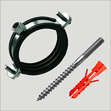 Хомут трубний 3 1/2" (95-105 мм) прогумований з шпилькою пробкою, фото 1