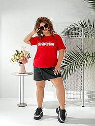 Крута та модна оверсайз футболка з бавовна червоного кольору