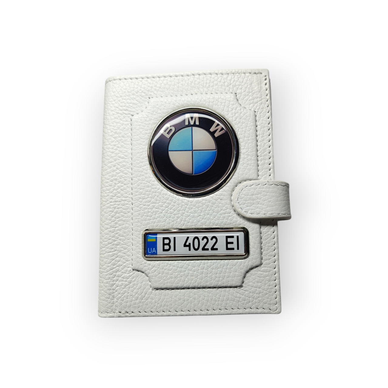Портмоне для автодокументів BMW, натуральна шкіра біла