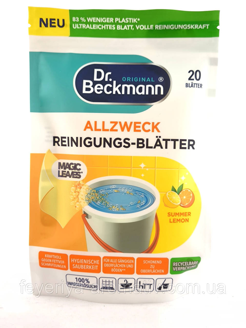 Універсальні очищувальні листи Dr. Beckmann Summer Lemon, 20 шт.