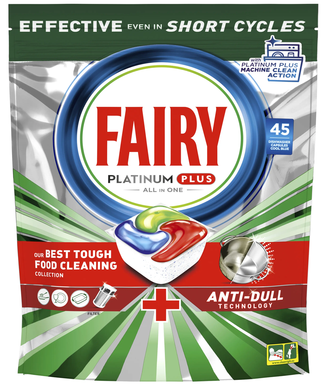 Засіб Fairy Platinum+ All in1 (45 капсул) для посудомийних машин, фото 1