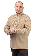 Мужская сорочка-вышиванка из микро-вельвета (бежевый)