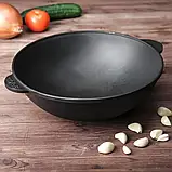 Сковорода чавунна WOK 4,7 л, Ø30 см Brizoll з чавунною кришкою, фото 9