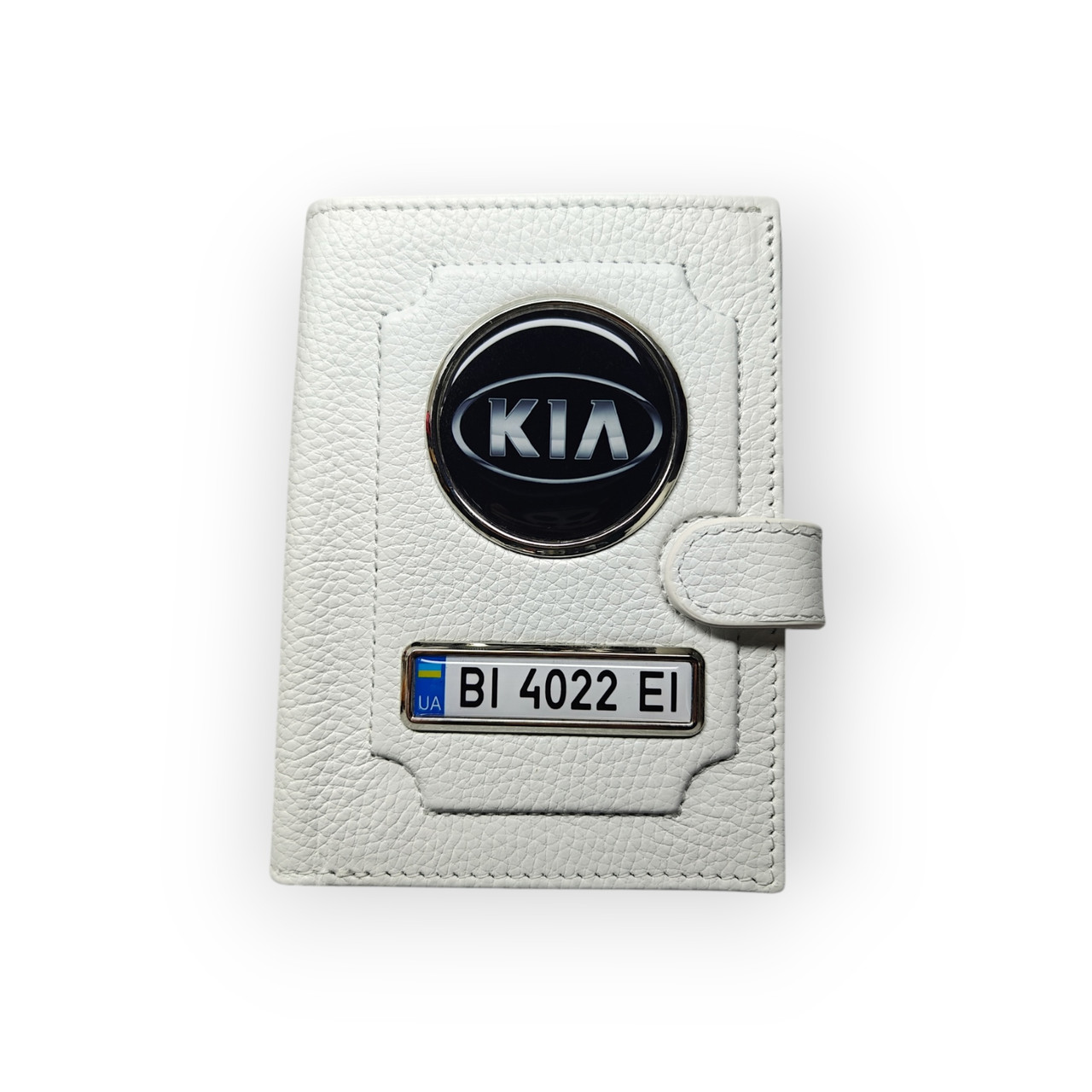 Портмоне для автодокументів KIA, натуральна шкіра біла