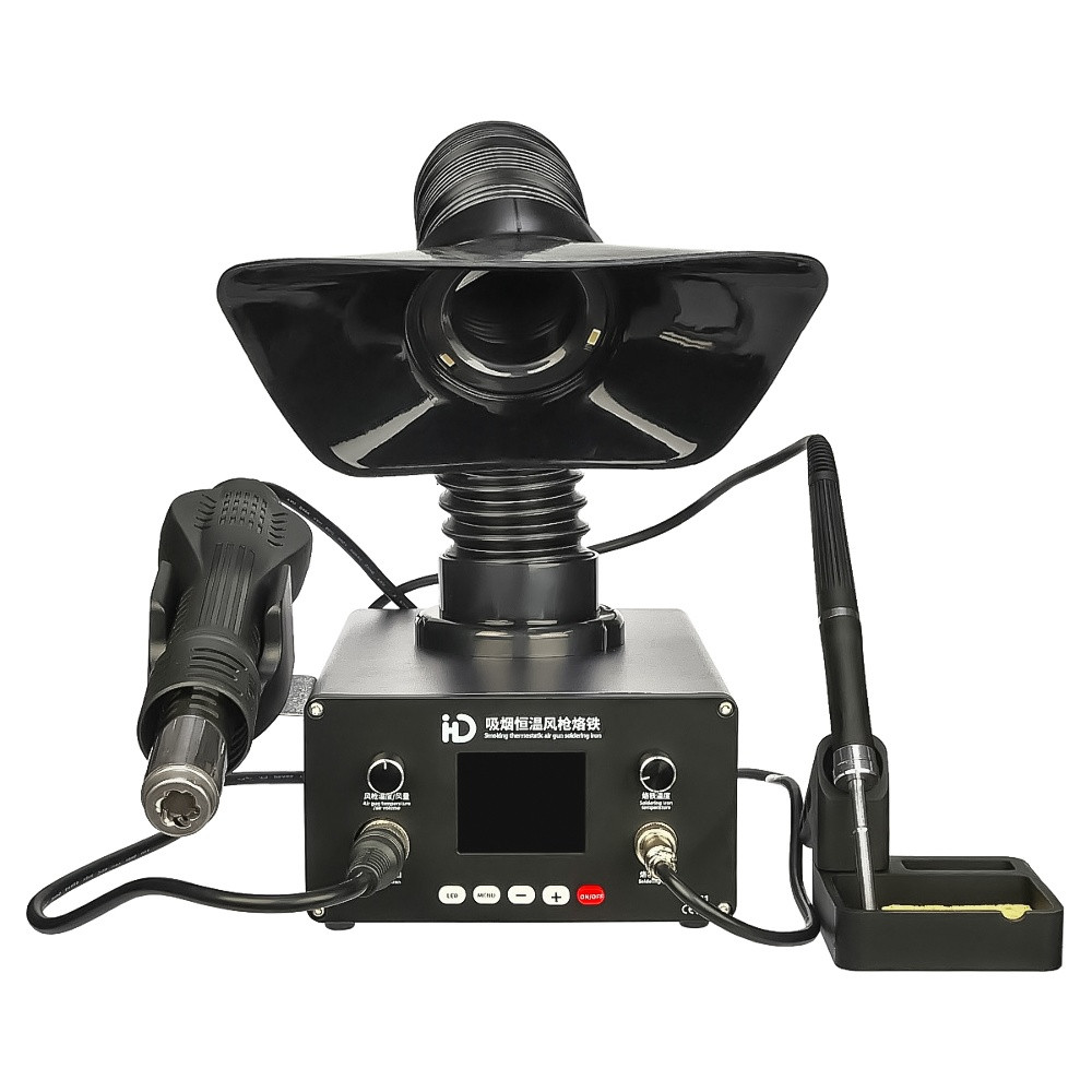 Паяльна станція IHD D-301, фен, паяльник T12, витяжка з вугільним фільтром, LED-підсвітка, фото 1