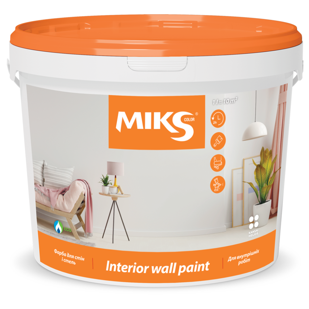Фарба для стель та стін матова MIKS біла 1,4кг