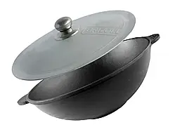 Сковорода чавунна WOK 4,7 л, Ø30 см Brizoll з алюмінієвою кришкою