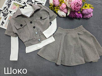 Костюм з спідницею для дівчинки, кашемір, Мія, на зріст 134-158р., фото 1