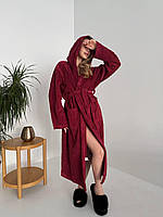 Жіночий теплий, довгий, домашній халат, з капюшоном. Халат в кольорах, на запах, з поясом. 42/50 розмір