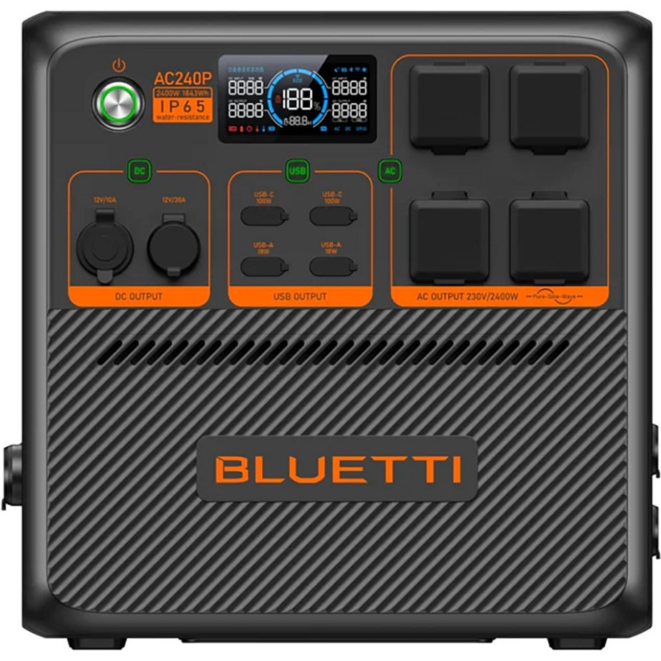 Зарядна станція Bluetti AC240P, 1843Wh, 2400W, LiFePO4, IP65 ( Чорний ) DS