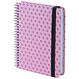 Блокнот на спіралі тверда обкл., B6+, 120 арк.,кл., рожевий, фото 3