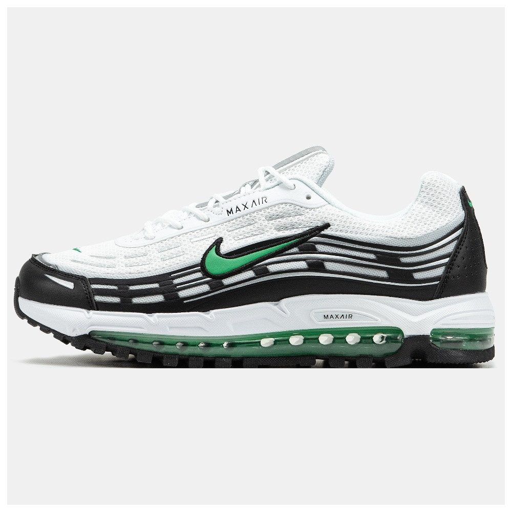 Чоловічі кросівки Nike Air Max TL 2.5 White Black Green, чорно-білі шкіряні кросівки найк аір макс тл 2.5