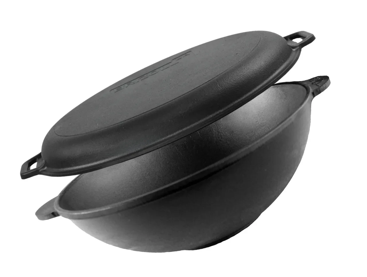 Сковорода чавунна WOK 3,7 л, Ø28 см Brizoll з з кришкою-сковородою