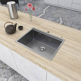 Кухонна мийка Nett NS-5742 нержавіюча прихована 3.0/1.0, фото 3