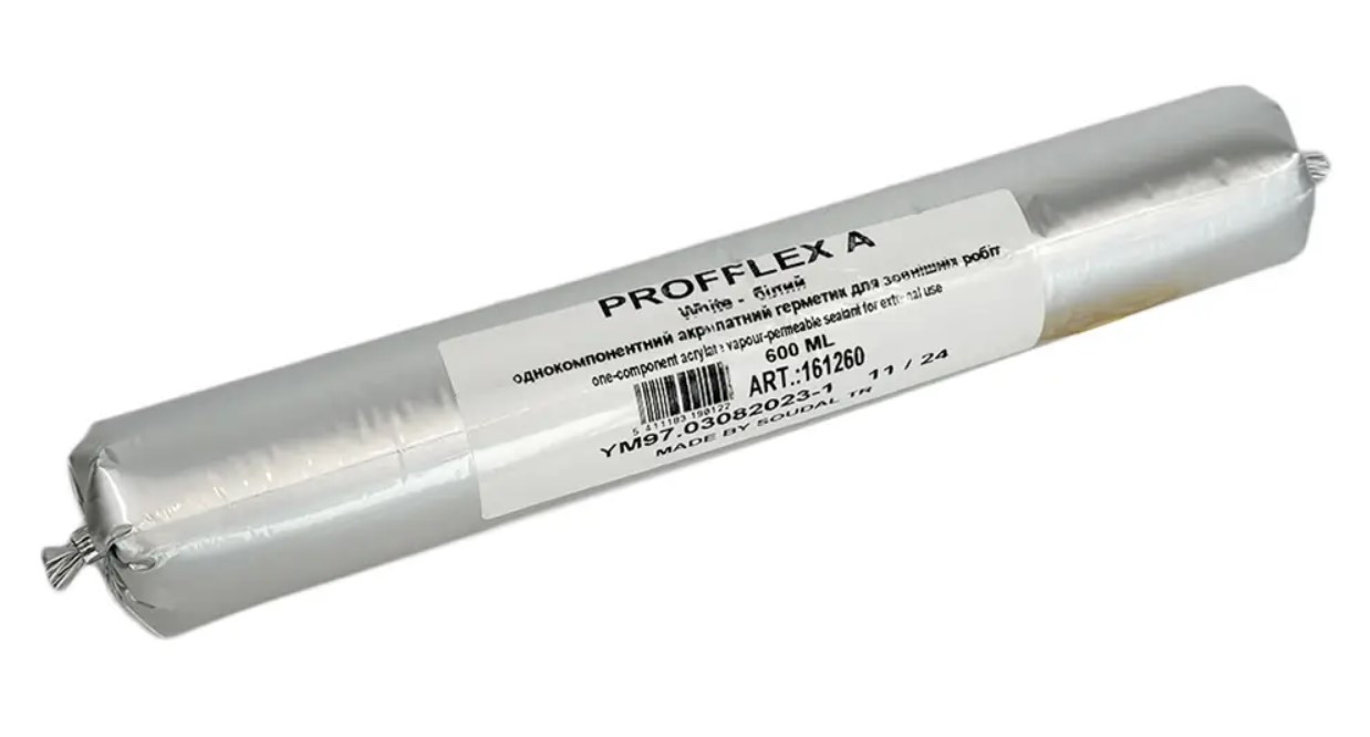 Герметик для зовнішнього монтажу вікон PROFFLEX A (файл-пакет) 600 мл, фото 1