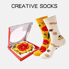 Подарунковий набір шкарпеток "Піца томат" 4 пари. Подарунковий бокс із яскравими шкарпетками "Піца"