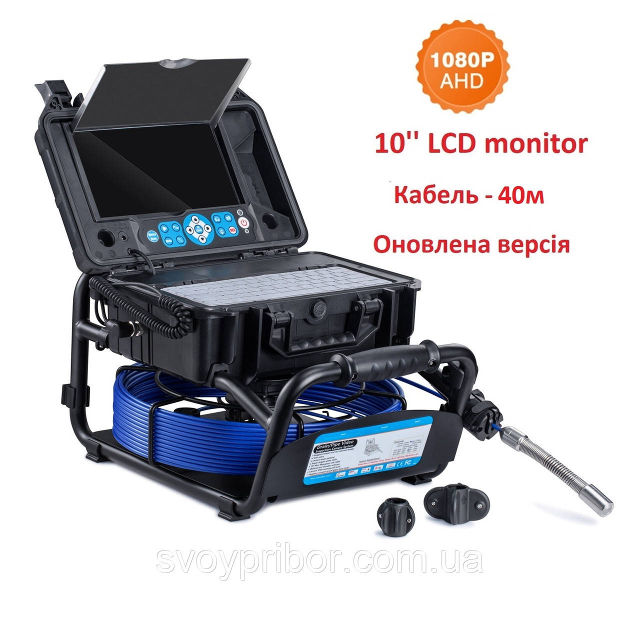 Відеобороскоп TV-BTECH 3499F-10-Н23-40м 1080P AHD (камера 23мм; кабель 40м, дисплей 10''), фото 1