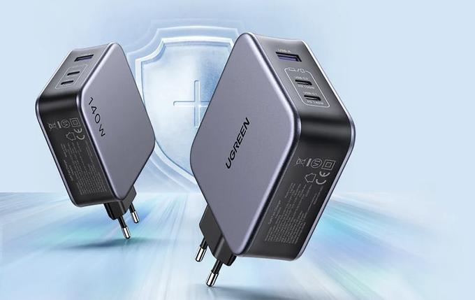 Мережевий зарядний пристрій UGREEN CD289 GaN 140W Fast Charger Gray + Type-C to Type-C (90549), фото 3