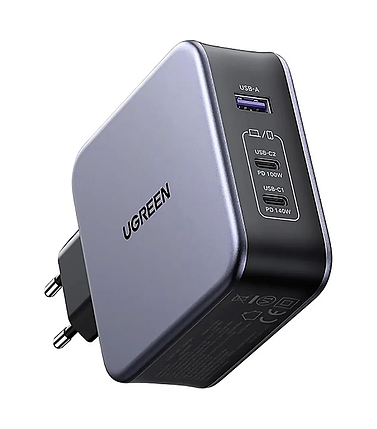 Мережевий зарядний пристрій UGREEN CD289 GaN 140W Fast Charger Gray + Type-C to Type-C (90549), фото 2