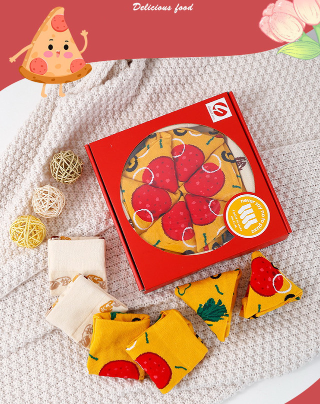 Носки подарочные "Пицца томат". Подарочный бокс c яркими носками "Пицца", набор креативных носков 4 пары Носки подарочные "Пицца томат". Подарочный бокс c яркими носками "Пицца", набор креативных носков 4 пары