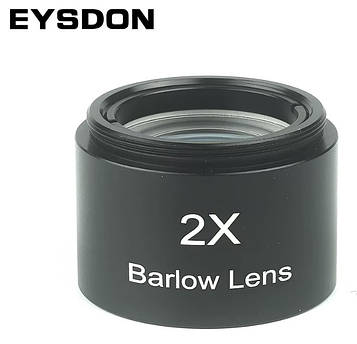 Лінза Барлоу 2X вкручується в окуляр 1,25", металеве, оптичне скло, FMC, різь для фільтра