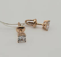 Сережки - пусети в червоному золоті