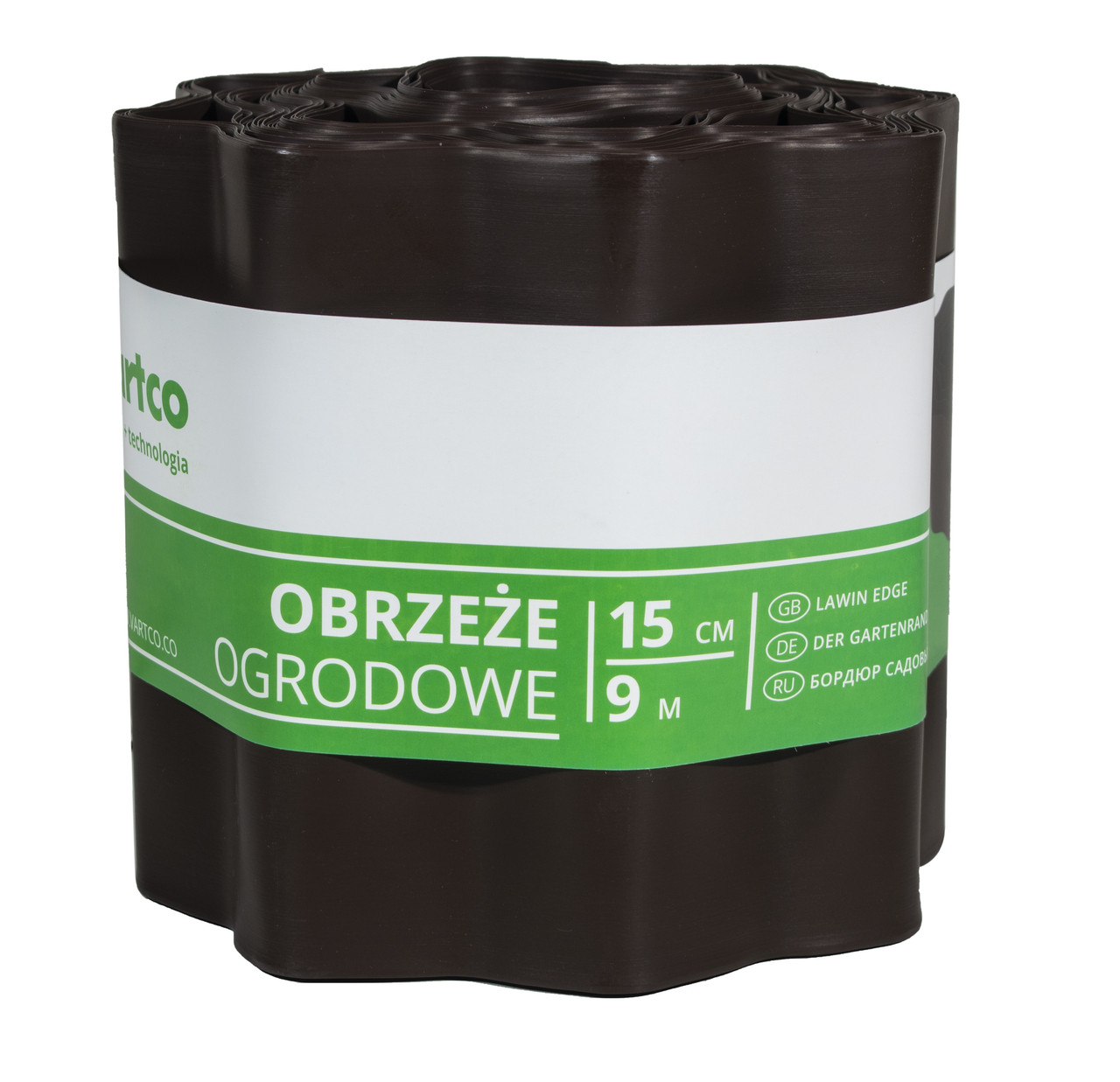 Бордюрна пластикова стрічка 15 см 9 метрів коричнева VARTCO (Польща), фото 1