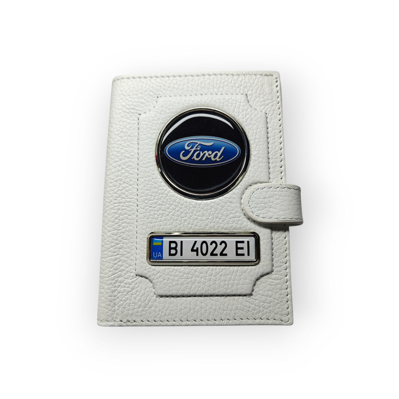 Портмоне для автодокументів Ford, натуральна шкіра біла