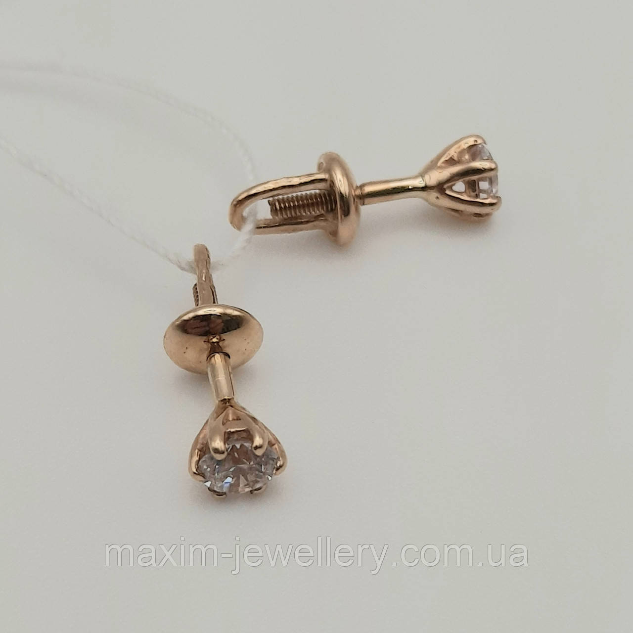 Сережки - пусети в червоному золоті, фото 1