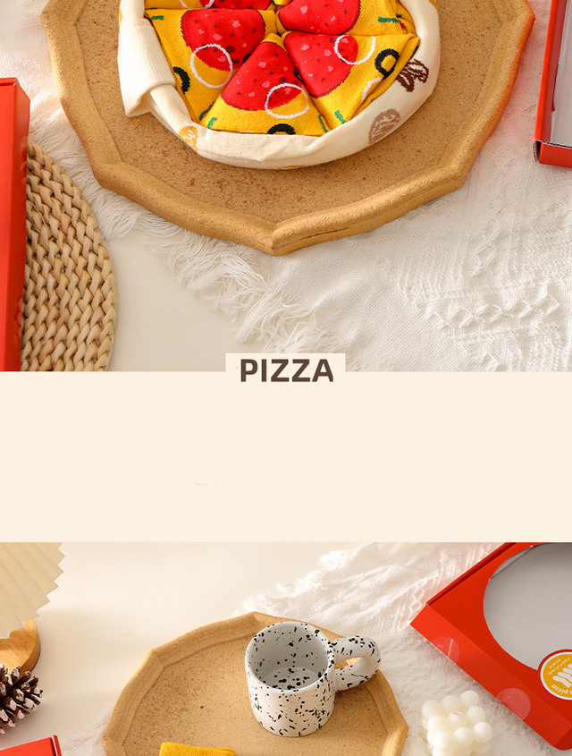 Носки подарочные "Пицца томат". Подарочный бокс c яркими носками "Пицца", набор креативных носков 4 пары