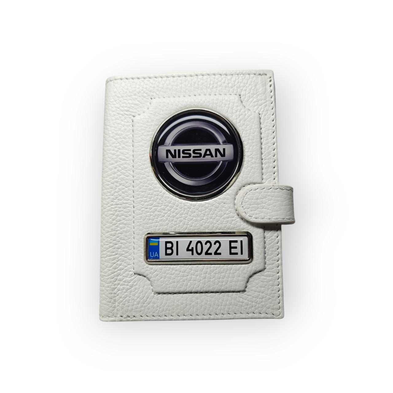 Портмоне для автодокументів Nissan, натуральна шкіра біла