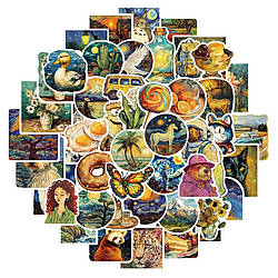 Набір наклейок Paintings 50 шт, стікери самоклеючі