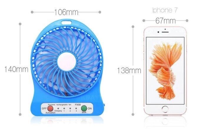 Настільний міні вентилятор на акумуляторі, фото 1