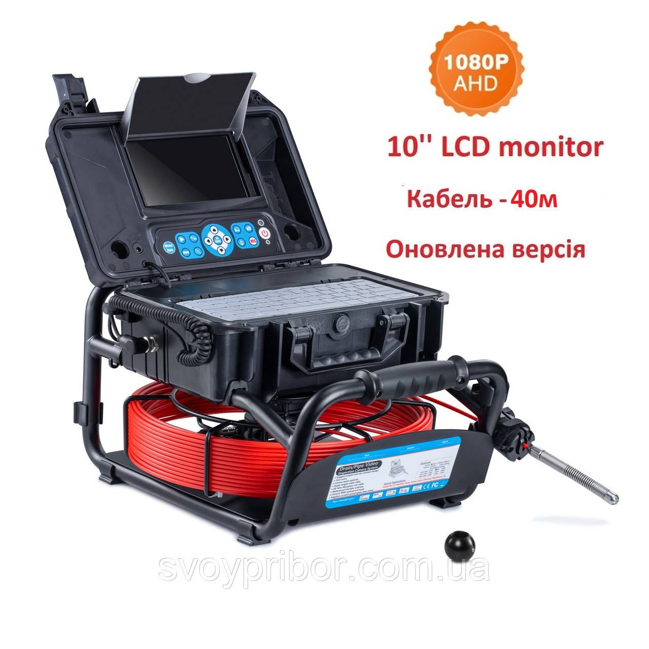 Відеобороскоп TV-BTECH 3499F-14мм-14мм-40м (камера 14мм; кабель 40м, дисплей 10''), фото 1